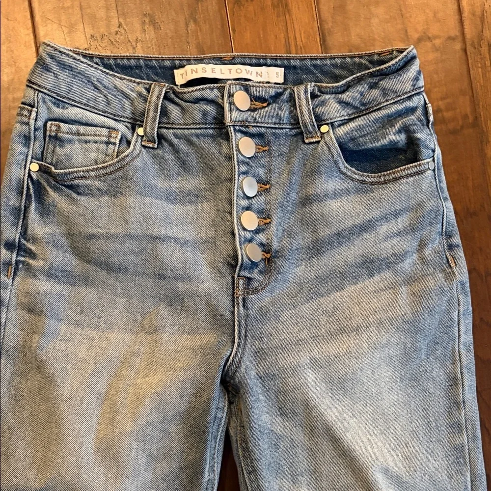 Tinseltown Light Blue High-Rise Button-Fly Jeans - Picture 2 of 4
